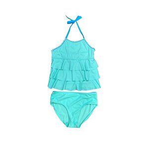 Justice Girls 2pc Aqua blue Tankini Sz 12 plus